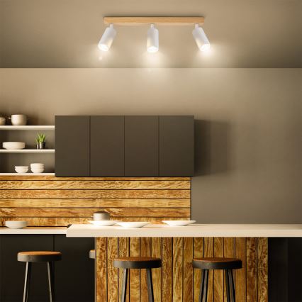 Brilagi - Bodové svítidlo SELE 3xGU10/30W/230V bílá/dekor dubu