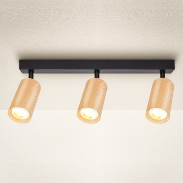 Brilagi - Bodové svítidlo SELE 3xGU10/30W/230V černá/dekor dubu