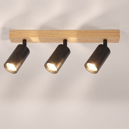 Brilagi - Bodové svítidlo SELE 3xGU10/30W/230V černá/dekor dubu
