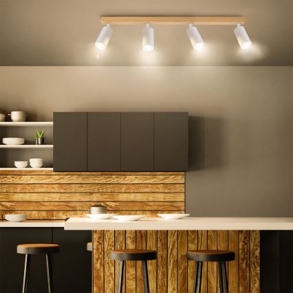 Brilagi - Bodové svítidlo SELE 4xGU10/30W/230V bílá/dekor dubu