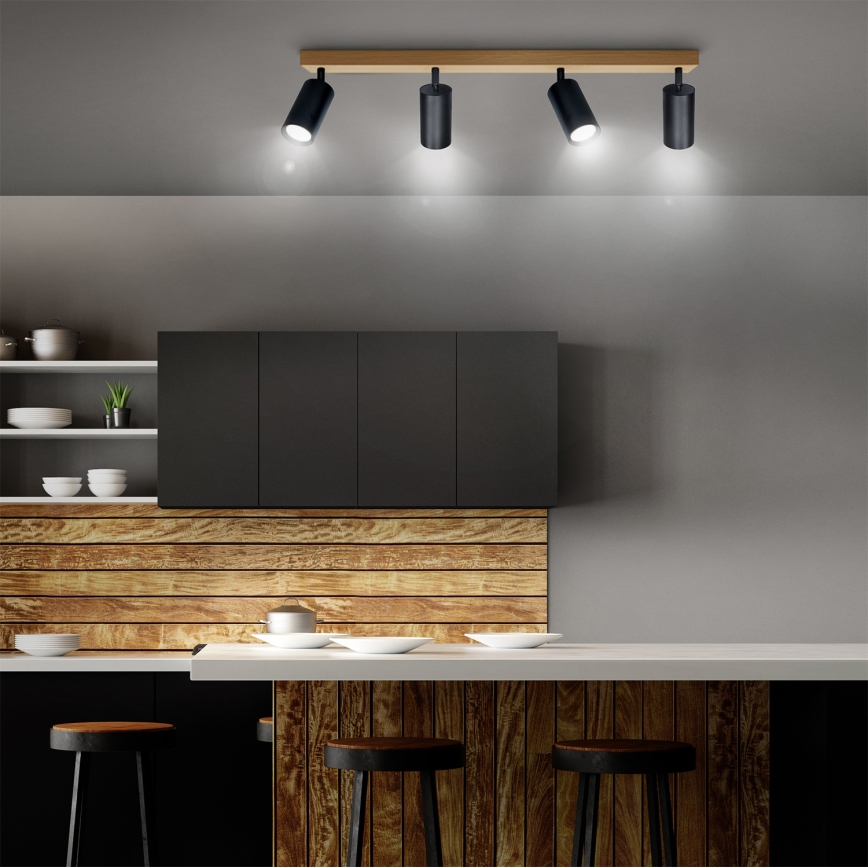 Brilagi - Bodové svítidlo SELE 4xGU10/30W/230V černá/dekor dubu