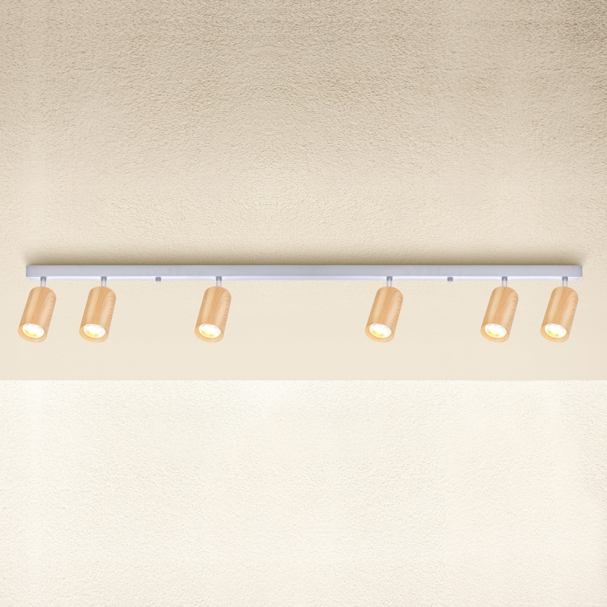 Brilagi - Bodové svítidlo SELE 6xGU10/30W/230V bílá/dekor dubu
