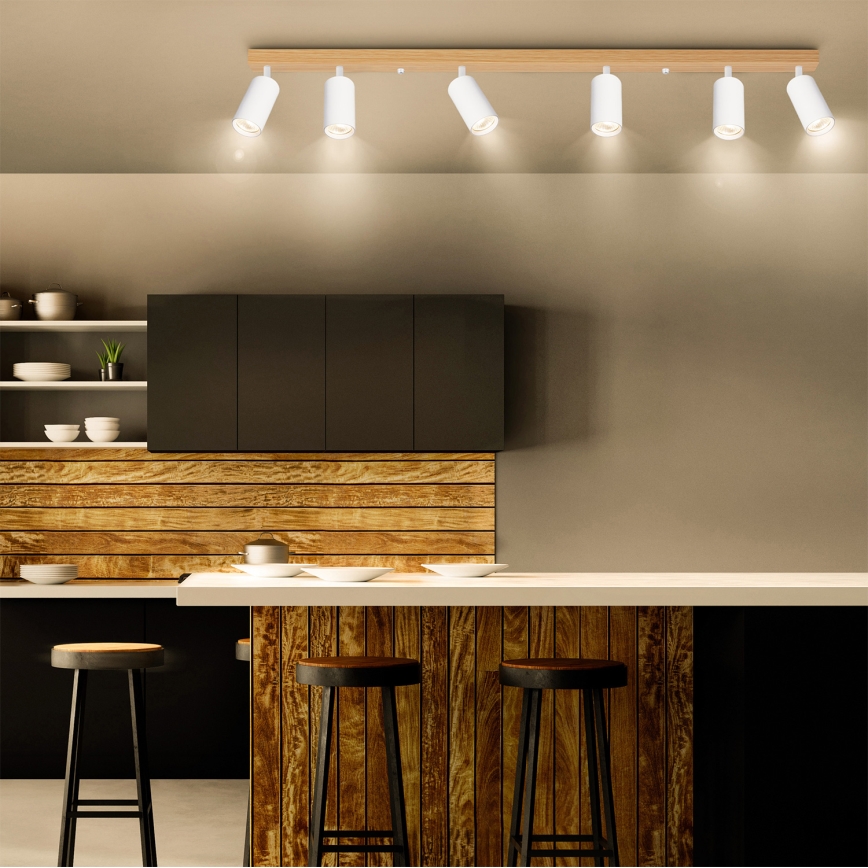 Brilagi - Bodové svítidlo SELE 6xGU10/30W/230V bílá/dekor dubu