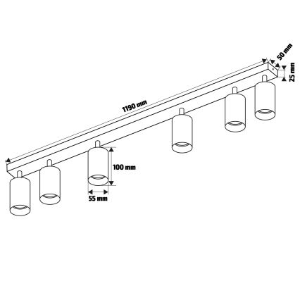 Brilagi - Bodové svítidlo SELE 6xGU10/30W/230V bílá/dekor dubu