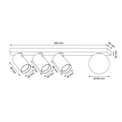 Brilagi - Bodové svítidlo SELE BALL 3xGU10/30W/230V + 1xG9/10W černá