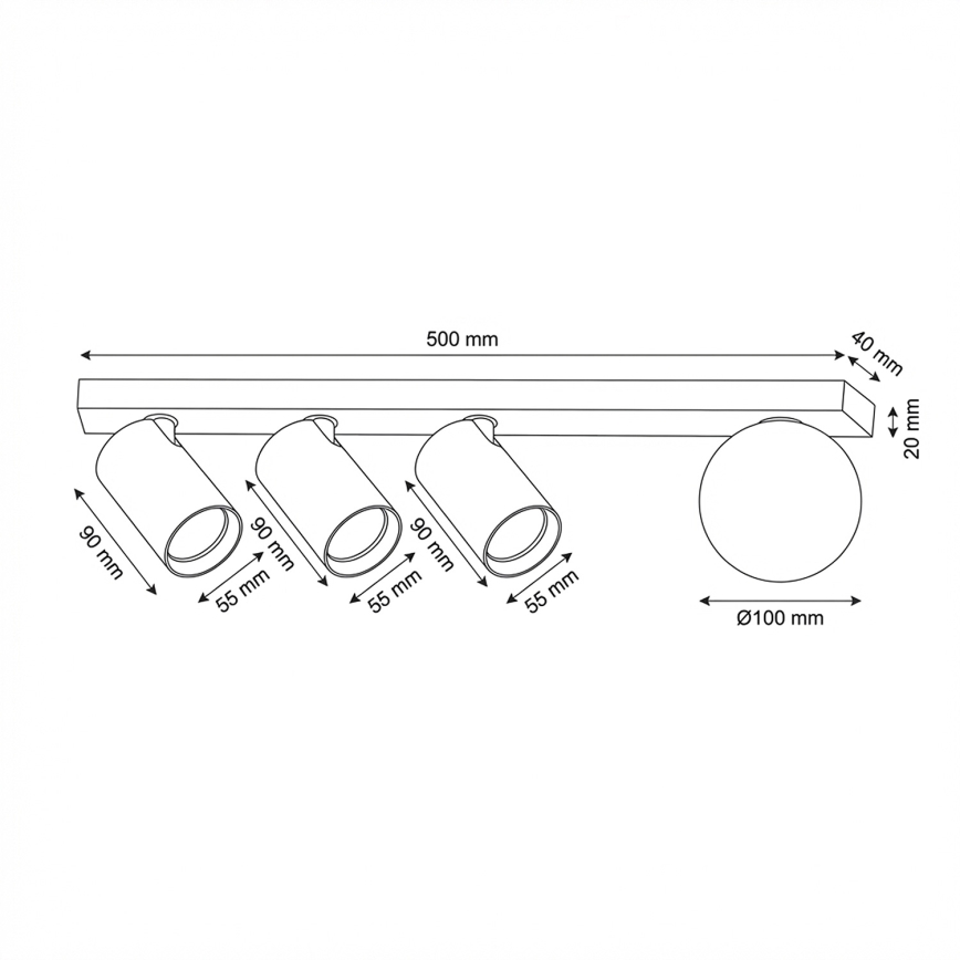 Brilagi - Bodové svítidlo SELE BALL 3xGU10/30W/230V + 1xG9/10W černá