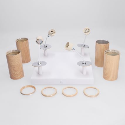 BRILAGI - Bodové svítidlo SELE SQUARE 4xGU10/30W/230V bílá/dekor dubu