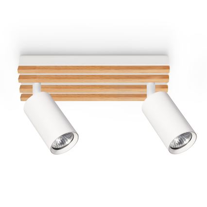 Brilagi - Bodové svítidlo SELE WOOD 2xGU10/30W/230V bílá/dřevo