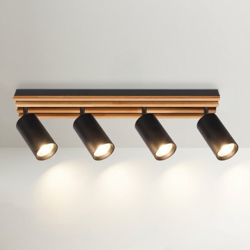Brilagi - Bodové svítidlo SELE WOOD 4xGU10/30W/230V černá/dřevo
