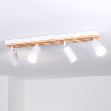 Brilagi - Bodové svítidlo SELE WOOD ACOUSTIC 4xGU10/30W/230V bílá/dřevo