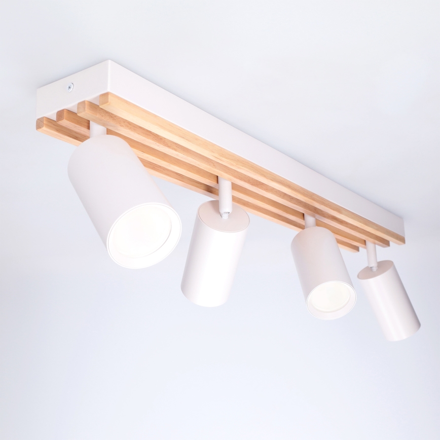 Brilagi - Bodové svítidlo SELE WOOD ACOUSTIC 4xGU10/30W/230V bílá/dřevo