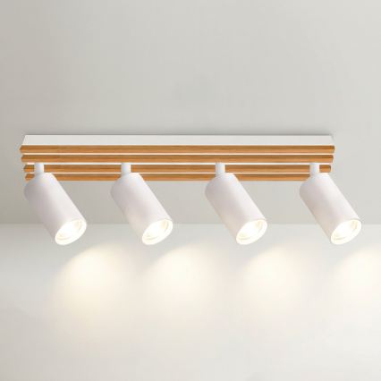 Brilagi - Bodové svítidlo SELE WOOD ACOUSTIC 4xGU10/30W/230V bílá/dřevo