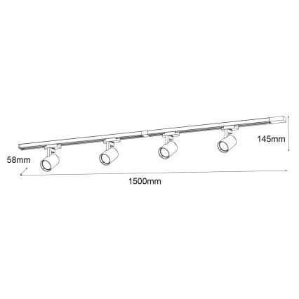 Brilagi - Bodové svítidlo v lištovém systému HUSKY 4xGU10/10W/230V černá