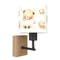 Brilagi - Dětská nástěnná lampa BOBO WOOD 1xE27/25W/230V dub/černá/bílá/medvídci