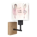 Brilagi - Dětská nástěnná lampa BOBO WOOD 1xE27/25W/230V dub/černá/bílá/růžová/baletky
