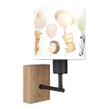 Brilagi - Dětská nástěnná lampa BOBO WOOD 1xE27/25W/230V dub/černá/bílá/zvířátka