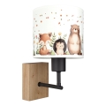 Brilagi - Dětská nástěnná lampa BOBO WOOD 1xE27/25W/230V dub/černá/bílá/zvířátka