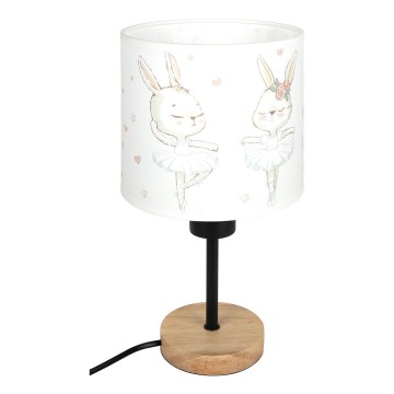 Brilagi - Dětská stolní lampa BOBO WOOD 1xE27/25W/230V dub/černá/bílá/králíčci