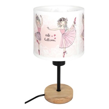 Brilagi - Dětská stolní lampa BOBO WOOD 1xE27/25W/230V dub/černá/bílá/růžová/baletky