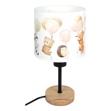 Brilagi - Dětská stolní lampa BOBO WOOD 1xE27/25W/230V dub/černá/bílá/zvířátka