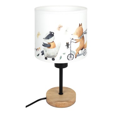 Brilagi - Dětská stolní lampa BOBO WOOD 1xE27/25W/230V dub/černá/bílá/zvířátka