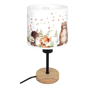 Brilagi - Dětská stolní lampa BOBO WOOD 1xE27/25W/230V dub/černá/bílá/zvířátka