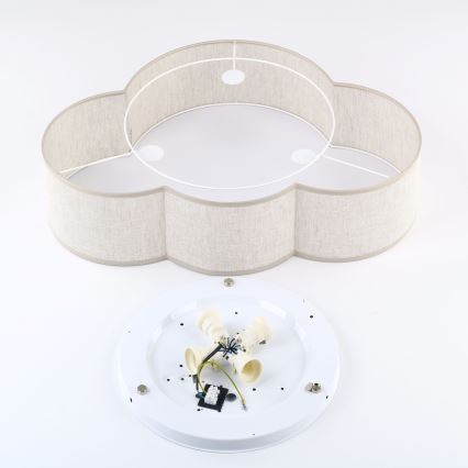 Brilagi - Dětské stropní svítidlo NIMBUS LINEN 4xE27/15W/230V 46x63 cm béžová