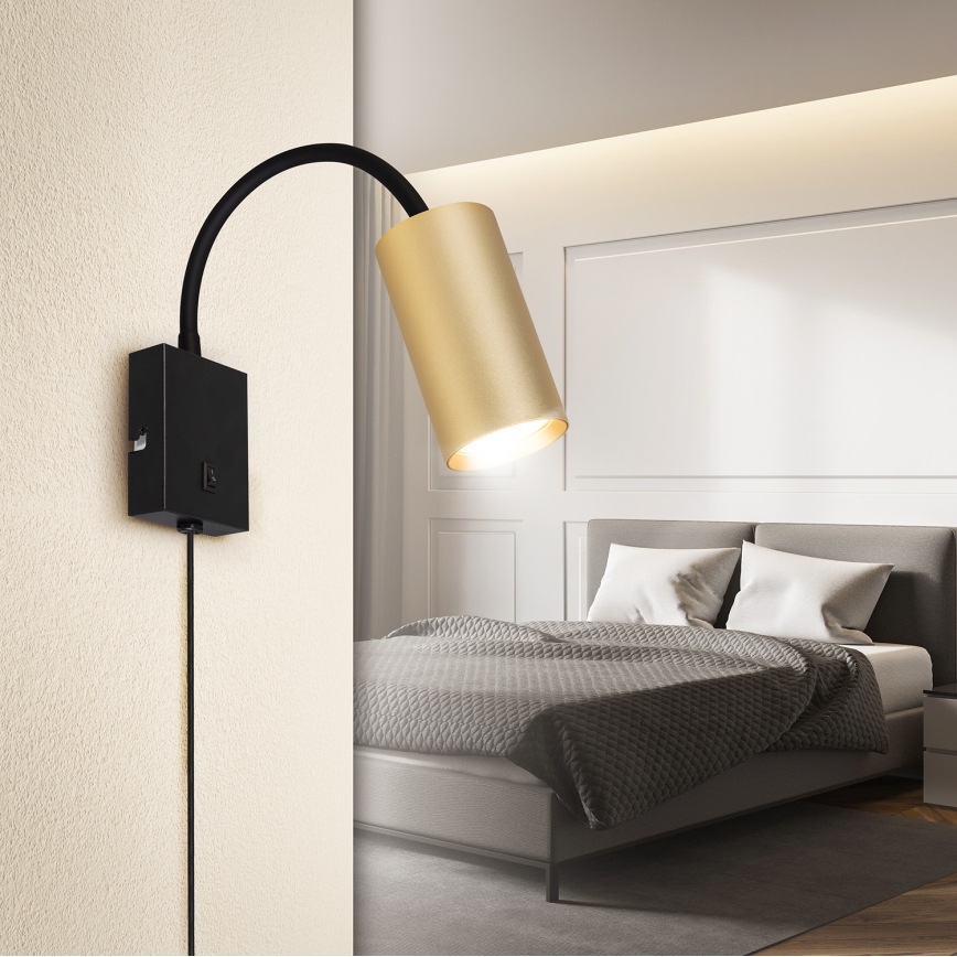 Brilagi - Flexibilní nástěnná lampa SELE 1xGU10/30W/230V černá/zlatá