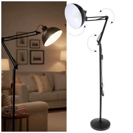 Brilagi - Flexibilní stojací lampa TASKER 1xE27/60W/230V 157 cm černá