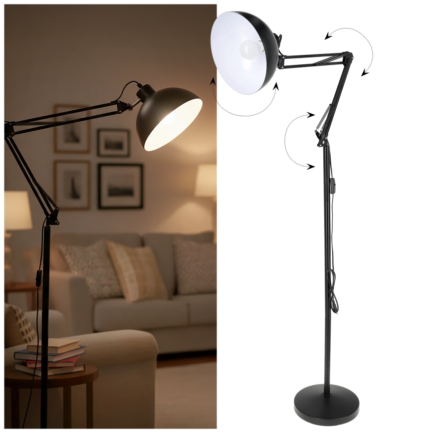 Brilagi - Flexibilní stojací lampa TASKER 1xE27/60W/230V 157 cm černá