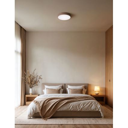 BRILAGI - Koupelnové stropní svítidlo se senzorem pohybu a soumraku CLARE 1xE27/24W/230V pr. 20 cm hnědá IP54