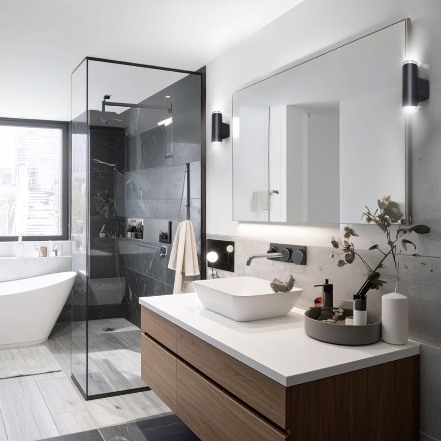Brilagi - Koupelnové nástěnné bodové svítidlo SELE AQUA 2xGU10/30W/230V IP44 černá