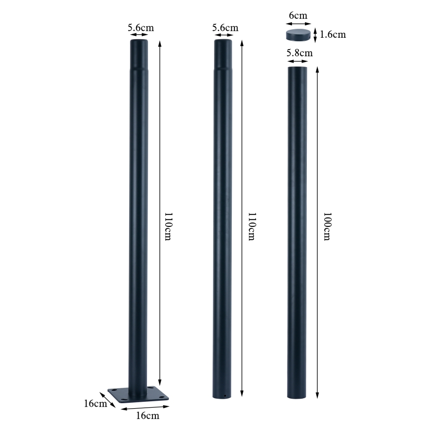 Brilagi - Kovová tyč pro sloup venkovního osvětlení URBAN 3 m stožár pr. 58 mm antracit