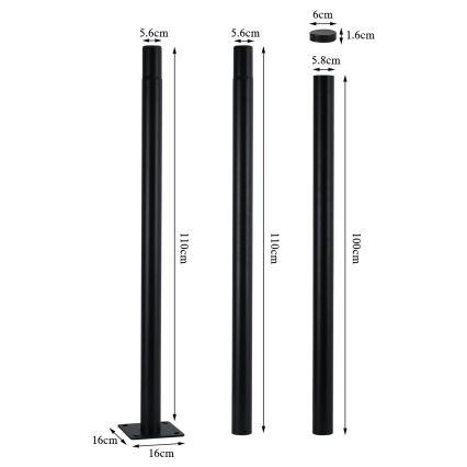 Brilagi - Kovová tyč pro sloup venkovního osvětlení URBAN 3 m stožár pr. 58 mm černá