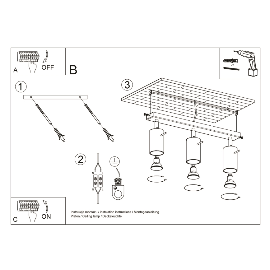 Brilagi -  LED Bodové svítidlo ASMUS 3xGU10/7W/230V černá