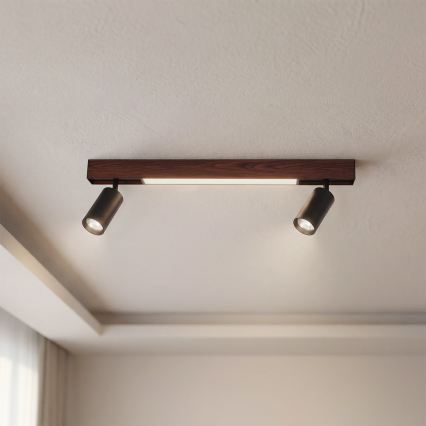 Brilagi - LED Bodové svítidlo SELE 2xGU10/30W/230V + LED/15W černá/dekor dubu
