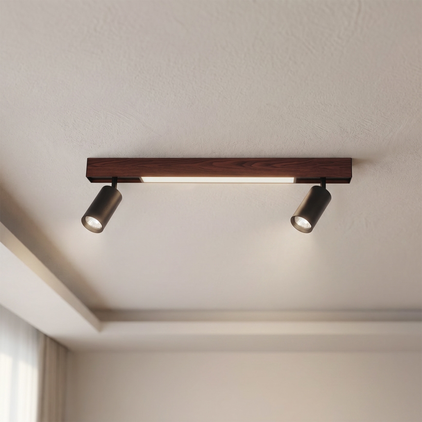 Brilagi - LED Bodové svítidlo SELE 2xGU10/30W/230V + LED/15W černá/dekor dubu