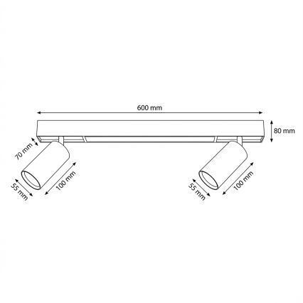 Brilagi - LED Bodové svítidlo SELE 2xGU10/30W/230V + LED/15W černá/dekor dubu