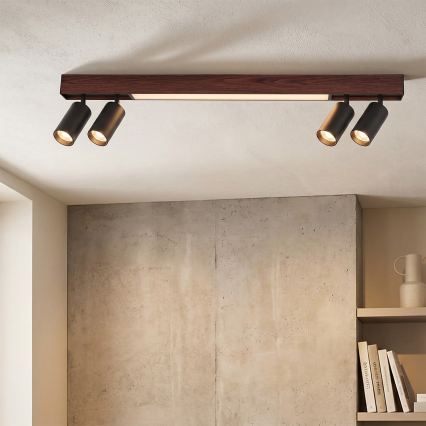 Brilagi - LED Bodové svítidlo SELE 4xGU10/30W/230V + LED/20W černá/dekor dubu