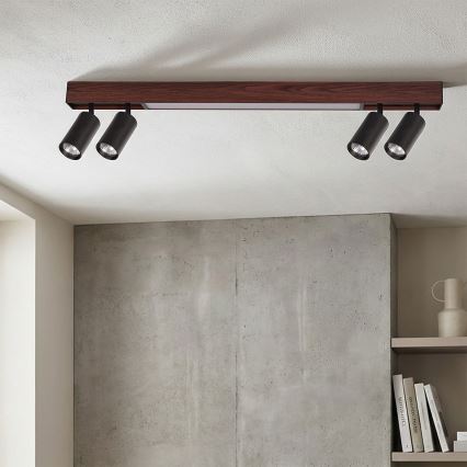 Brilagi - LED Bodové svítidlo SELE 4xGU10/30W/230V + LED/20W černá/dekor dubu