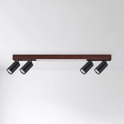 Brilagi - LED Bodové svítidlo SELE 4xGU10/30W/230V + LED/20W černá/dekor dubu
