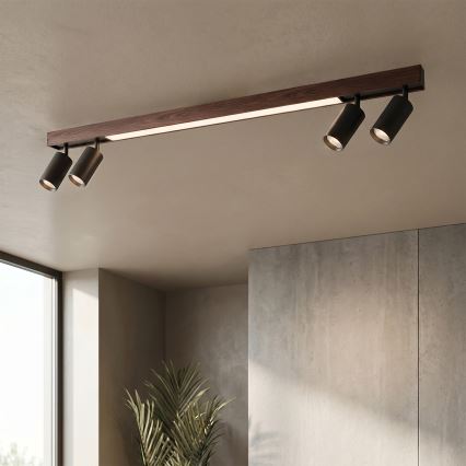 Brilagi - LED Bodové svítidlo SELE 4xGU10/30W/230V + LED/25W černá/dekor dubu