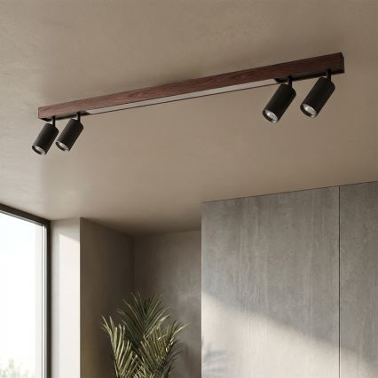 Brilagi - LED Bodové svítidlo SELE 4xGU10/30W/230V + LED/25W černá/dekor dubu