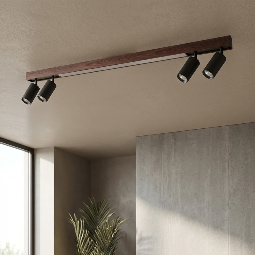Brilagi - LED Bodové svítidlo SELE 4xGU10/30W/230V + LED/25W černá/dekor dubu