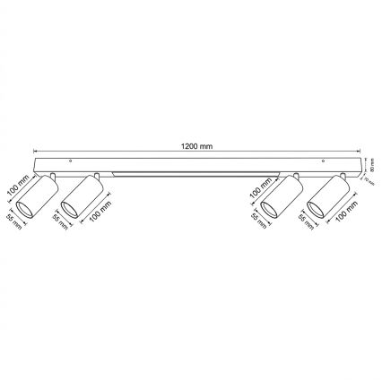 Brilagi - LED Bodové svítidlo SELE 4xGU10/30W/230V + LED/25W černá/dekor dubu