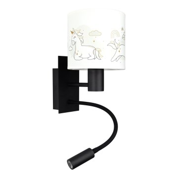 Brilagi - LED Dětská flexibilní nástěnná lampa BOBO 1xE27/25W/230V + LED/3W černá/bílá/jednorožci