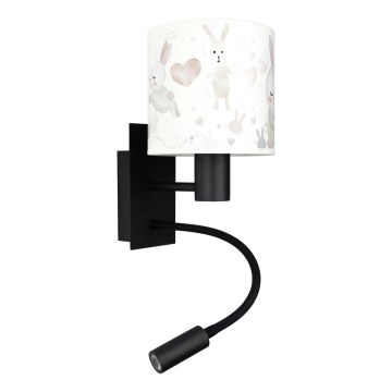 Brilagi - LED Dětská flexibilní nástěnná lampa BOBO 1xE27/25W/230V + LED/3W černá/bílá/králíčci