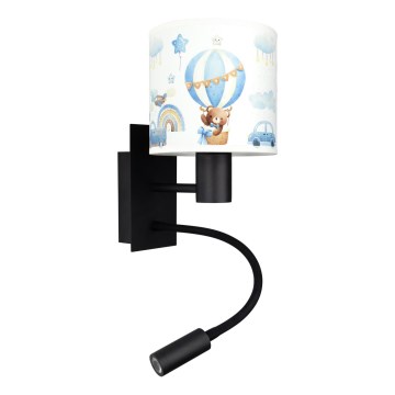 Brilagi - LED Dětská flexibilní nástěnná lampa BOBO 1xE27/25W/230V + LED/3W černá/bílá/modrá/medvídci