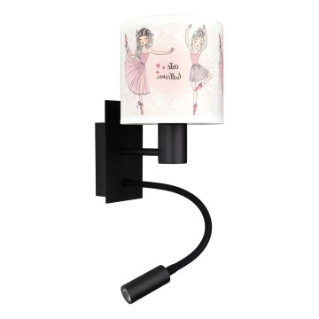 Brilagi - LED Dětská flexibilní nástěnná lampa BOBO 1xE27/25W/230V + LED/3W černá/bílá/růžová/baletky
