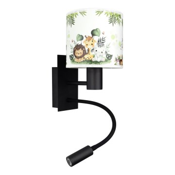 Brilagi - LED Dětská flexibilní nástěnná lampa BOBO 1xE27/25W/230V + LED/3W černá/bílá/zelená/džungle